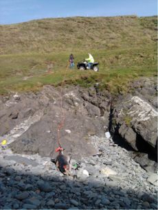 winching the porpoise up the cliff